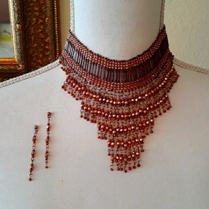 📿🧡Copper Tone Choker W/Matching 2" Long Earrings